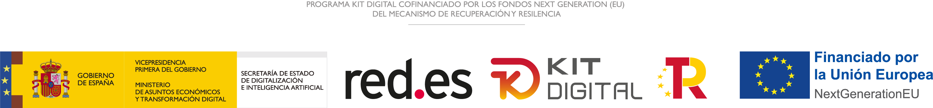 Logo-digitalizadores logos gobierno de España, red.es, kit digital, Plan de Recuperación, Transformación y Resiliencia y Unión Europea